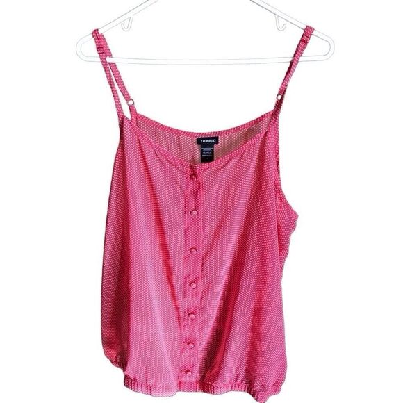 Torrid Size 0 = Large tank cami polka dot red strappy shirt top - Picture 1 of 3